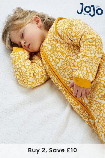 JoJo Maman Bébé Yellow Mustard Woodland Print Cosy 3.5 Tog Toddler Sleeping Bag (C21802) | £38
