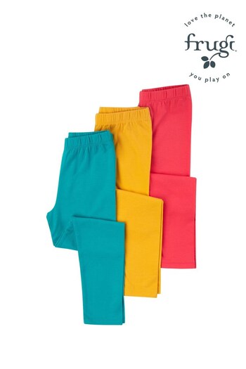 Frugi Organic Cotton Leggings maxi 3 Pack - Pink/Blue/Yellow (C21818) | £35 - £39