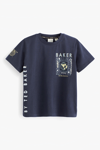 Baker by Ted Baker Navy Graphic T-Shirt (C21819) | £16 - £22