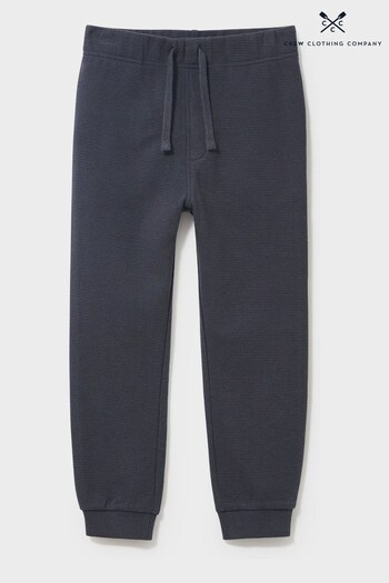 Crew Clothing Company Blue Textured Cotton Joggers (C21849) | £20 - £24