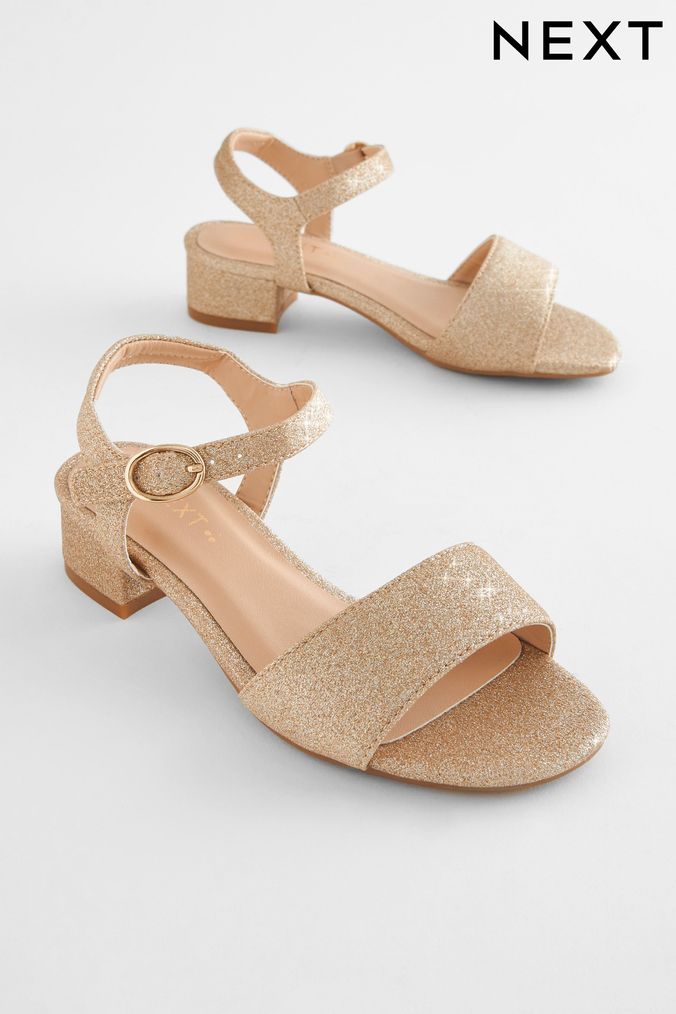 Gold Glitter Occasion Heel Sandals (C22011) | £21 - £28