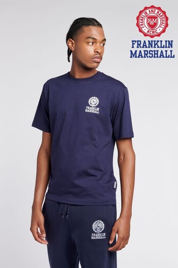 Franklin & Marshall Mens Small Blue Crest T-Shirt (C22032) | £25