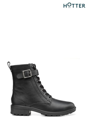 Hotter Winchester Lace Zip Black Boots (C22082) | £139