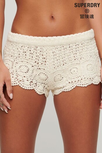 Superdry Cream Crochet Shorts (C22213) | £45