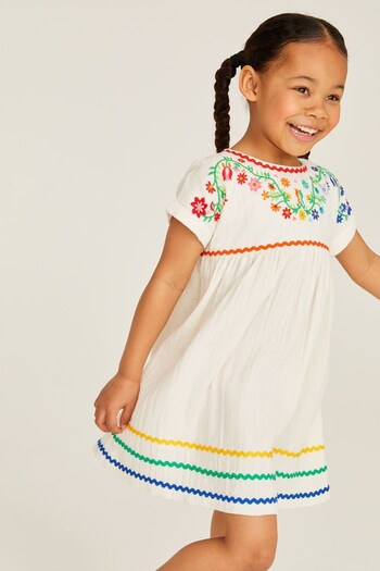 Little Bird by Jools Oliver White Floral Embroidered Dress (C22281) | £26 - £32