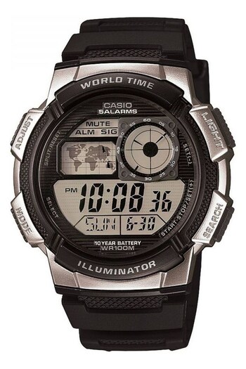 Casio 'Collection' Silver, LCD and Black Plastic/Resin Quartz Chronograph Watch (C22287) | £40