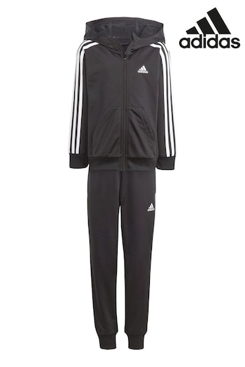 logo-print Black Sportswear Essentials 3-Stripes Shiny Tracksuit (C22373) | £35