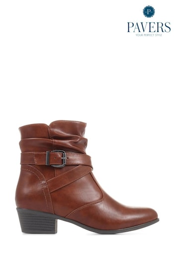 Pavers Brown Block Heeled Ankle Boots (C22403) | £45