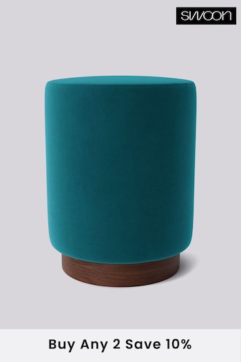 Swoon Easy Velvet Kingfisher Blue Penfold Footstool (C22446) | £250