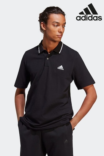 adidas Black Small Sportswear Essentials Piqué Logo Polo Shirt (C22621) | £30