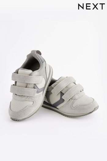 Stone Wide Fit (G) Double Strap Trainers (C22645) | £24 - £26