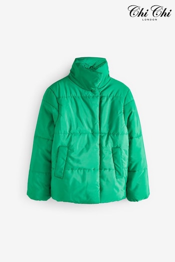Chi Chi London Green Oversized Duvet Short Padded Coat (C22662) | £85