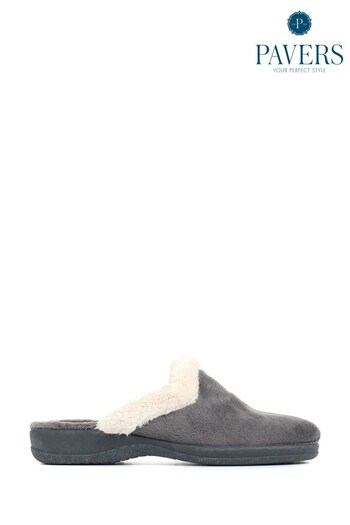 Pavers Ladies Grey Mule Slippers (C22701) | £20