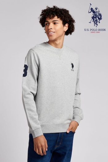 U.S. Polo golf Assn. Mens Vintage Grey Heather Crew Sweatshirt (C22785) | £55