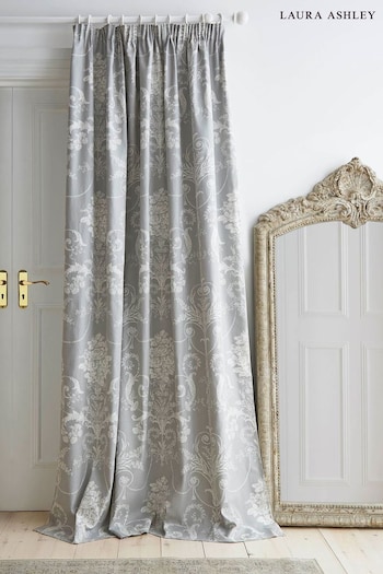 Laura Ashley Steel Grey Pussy Willow Lined Door Eyelet Curtains (C22820) | £65