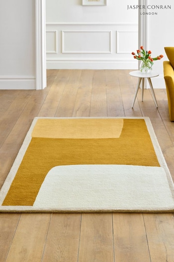 Thinking of You Yellow Abstract Wool Rug (C22875) | £250 - £510