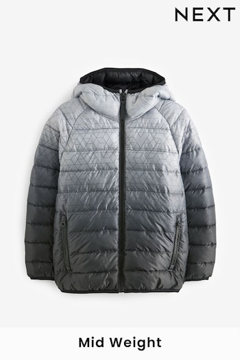 Black/Grey Quilted Midweight Hooded Coat (3-16yrs) (C22914) | £24 - £34