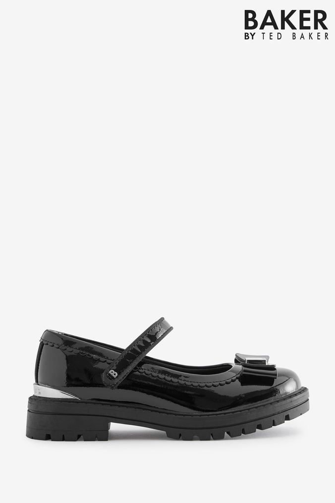 Baker by Ted Baker Girls Back to School Chunky Mary Jane Black Shoes with Bow (C22942) | £46 - £48