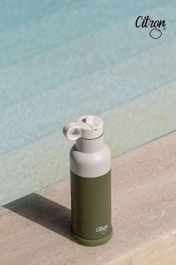Citron Insulated Water Bottle with Extra Lid 500ml Olive Green (C22967) | £25