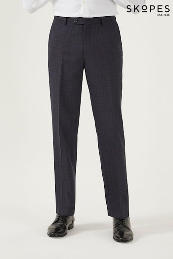 Skopes Curry Navy Blue Check Tailored Fit Suit Trousers (C22995) | £59