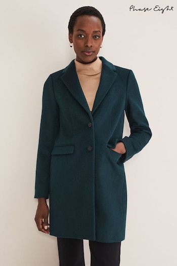 Phase Eight Green Lydia Wool Mix Coat (C23006) | £175