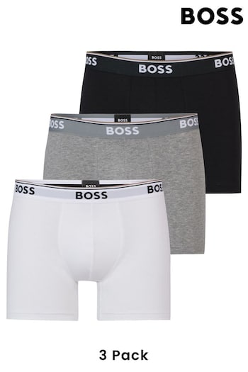 BOSS Black/Grey/White Power Briefs 3 Pack (C23133) | £42
