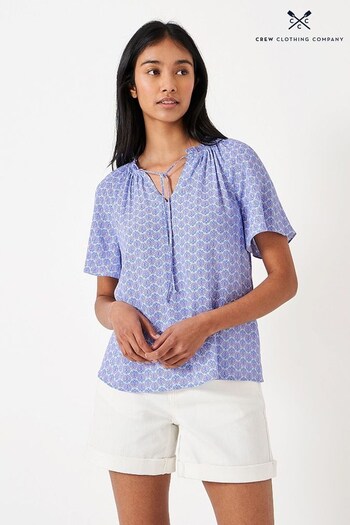Crew Clothing Company Blue Floral Print Blouse (C23229) | £45