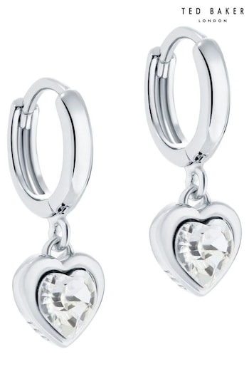 Ted Baker Silver Tone HANNIY: Crystal Heart Huggie Earrings (C23253) | £35