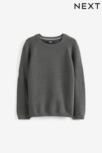 Charcoal Grey Without Stag Textured Crew Jumper (3-16yrs) (C23272) | £12 - £17