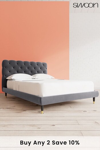 Swoon Easy Velvet Granite Grey Burbage Bed (C23502) | £959 - £1,079