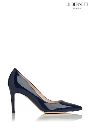 LK Bennett Blue Floret Patent Leather Pointed Toe Courts (C23615) | £229