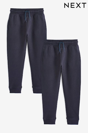 Navy Blue Slim Fit Cotton Rich 2 Pack Joggers (3-16yrs) (C23726) | £14 - £24