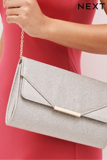 Shimmer Clutch Bag With Cross-Body Chain (C23802) | £18