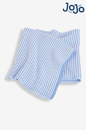 JoJo Maman Bébé Blue Knitted Stripe Blanket (C23836) | £26