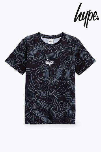 Hype. Boys Topographic Mini Script Black T-Shirt (C23901) | £18