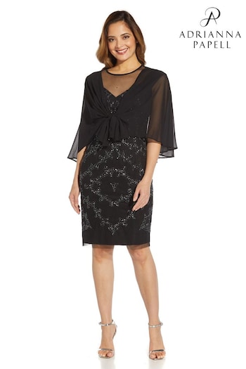 Adrianna Papell Black Chiffon Cover-Up (C24013) | £49