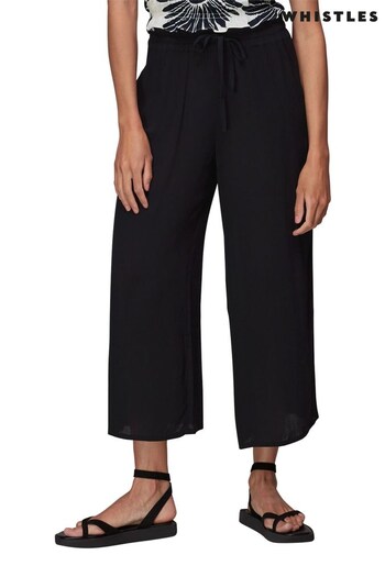 Whistles Black Imogen Fluid Cropped Trousers (C24021) | £79