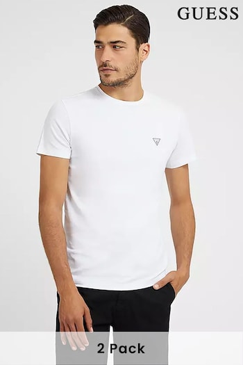 Guess Caleb Hero Crew Neck Short Sleeve White T-Shirt 2 Pack (C24049) | £42