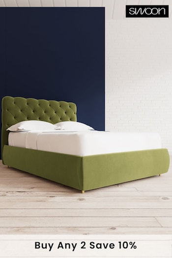 Swoon Easy Velvet Fern Green Burbage Divan Bed (C24113) | £1,199 - £1,289