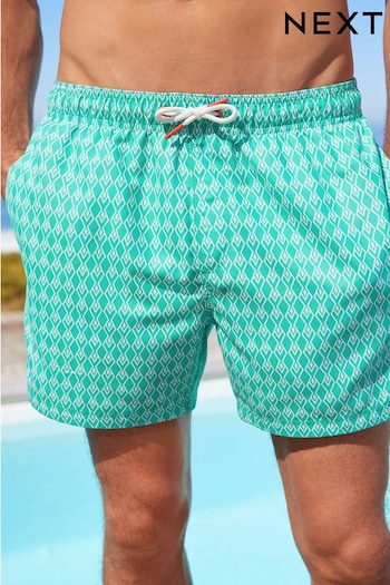 Aqua Blue Geo Printed Swim Stacked Shorts (C24167) | £18