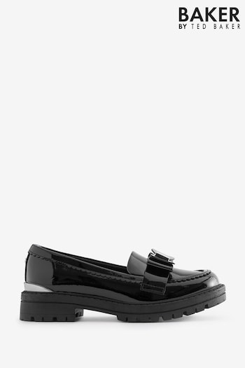 Baker by Ted Baker Girls Back to School Black Loafer Shoes with Bow (C24195) | £46 - £48