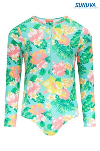 Sunuva Green Floral Long Sleeve Surfsuit (C24303) | £52.50