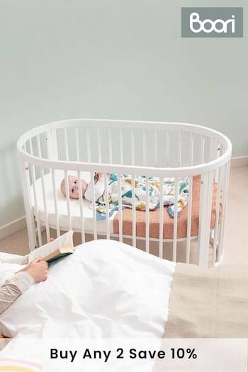 Boori White Oasis Oval Cot with Purotex Oval Mattress (C24320) | £488