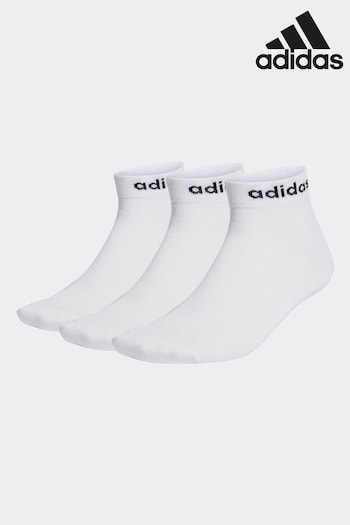 adidas black White Think Linear Ankle Socks 3 Pairs (C24332) | £8