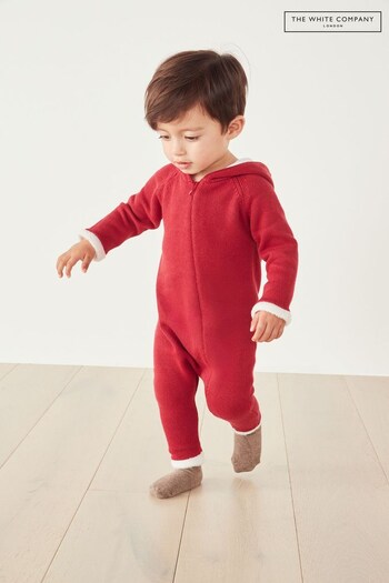 The White Company Red Organic Cotton Santa Knitted Romper (C24537) | £36
