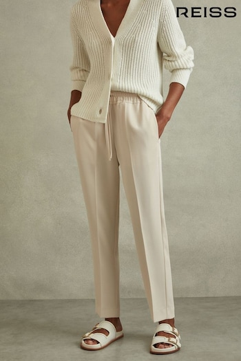 Reiss Cream Hailey Tapered Pull On Trousers (C24748) | £98