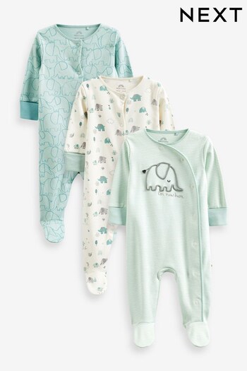 Green Baby Sleepsuits 3 Pack (0-2yrs) (C24750) | £20