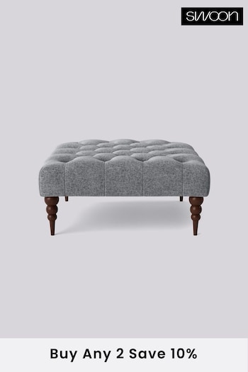 Swoon Soft Wool Light Grey Plymouth Square Ottoman (C24910) | £300