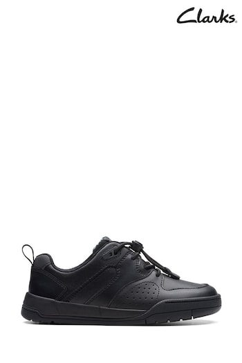 Clarks Black multi fit Leather Kick Step Kids Shoes high (C25047) | £50 - £52