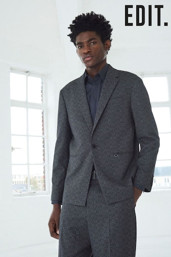 Grey EDIT Oversized Check Suit Jacket (C25298) | £84